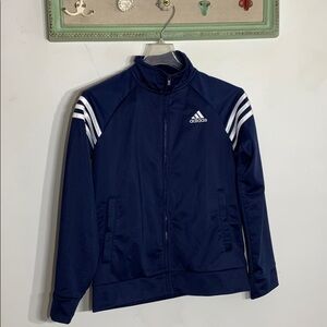 Adidas Navy Blue shoulder stripe zip track jacket medium boys kids active